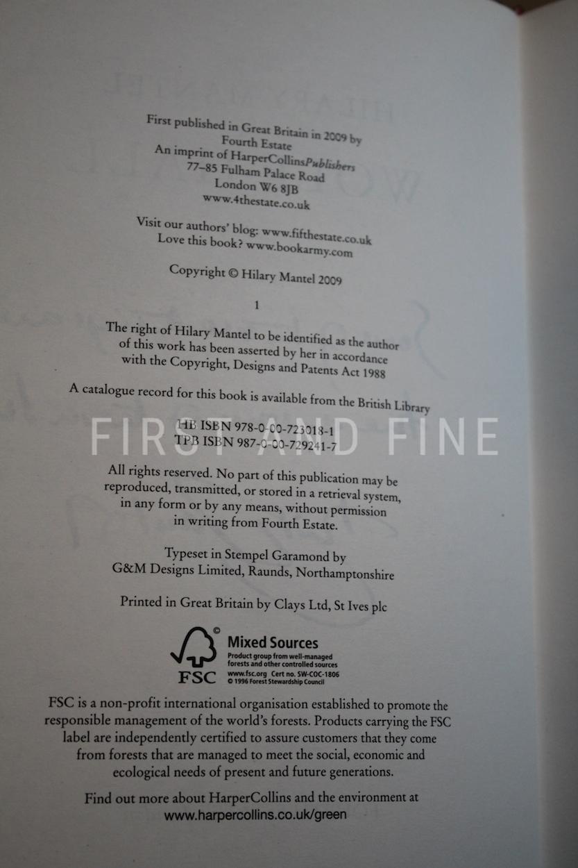 Mantel, Hilary (2009) 'Wolf Hall', signed and lined first edition - Image 3