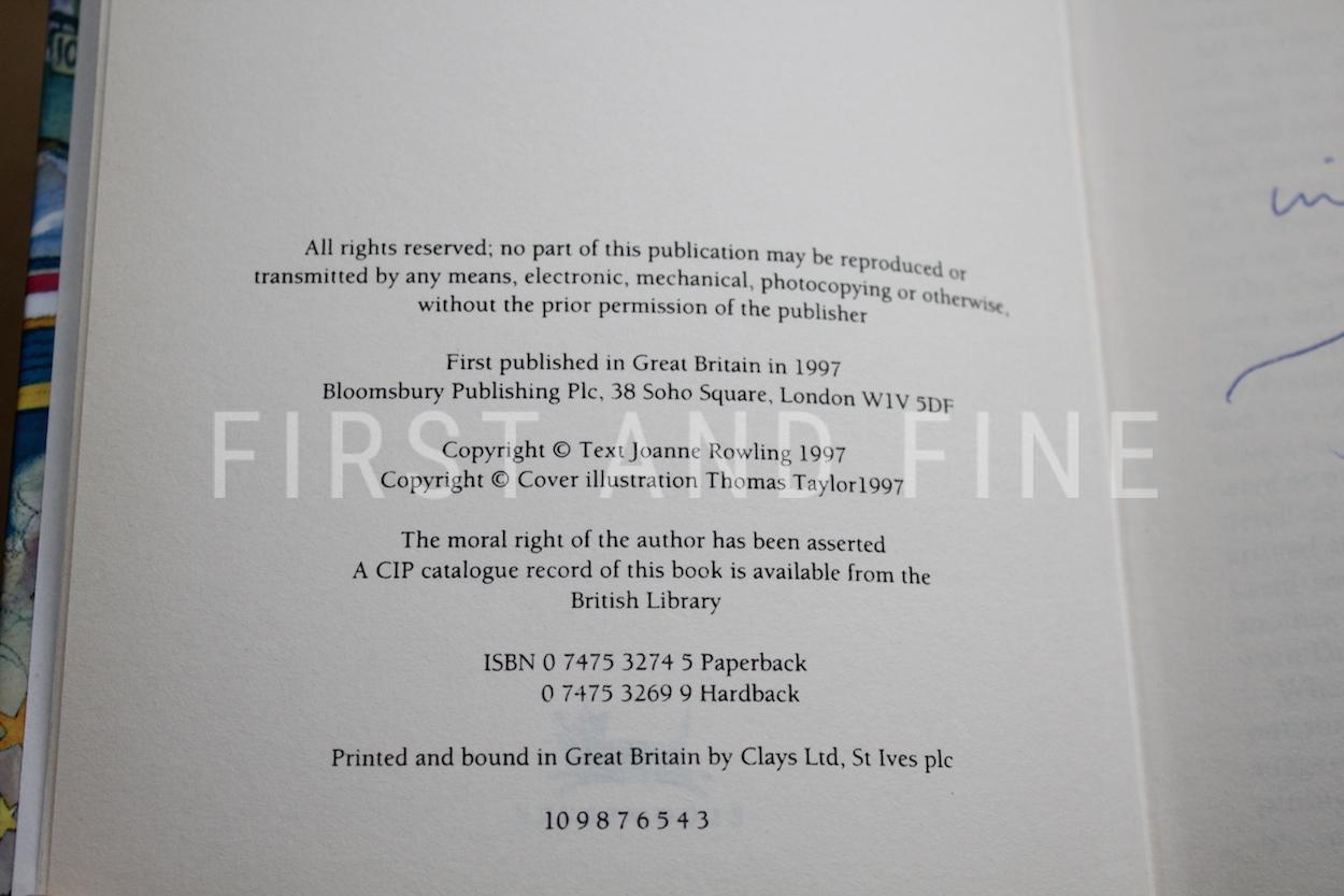 Rowling, JK (1997) 'Harry Potter and the Philosopher's Stone', UK signed first edition, third printing - Image 4