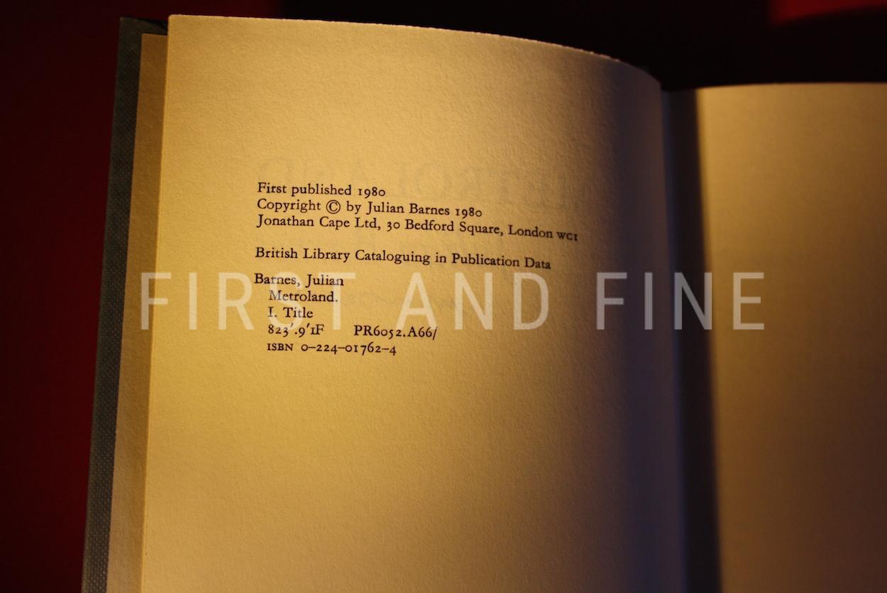 Barnes, Julian (1980) 'Metroland', signed first edition - Image 3