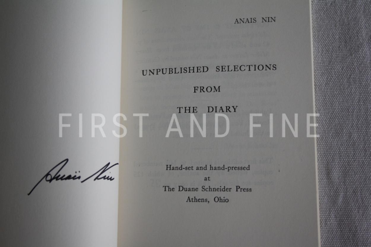 Nin, Anais (1968) 'Unpublished Selections from the Diary', signed limited edition - Image 2