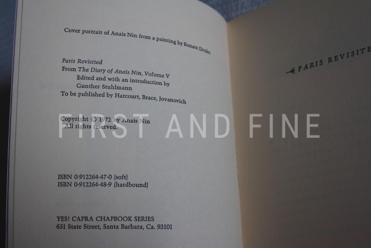 Nin, Anais (1972) 'Paris Revisited', signed first edition association copy - Image 3