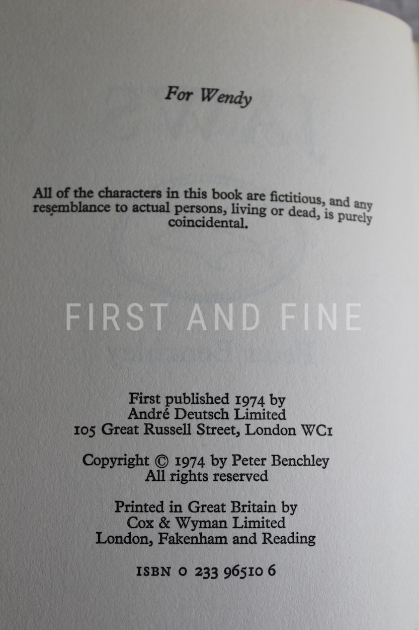 Benchley, Peter (1974) 'Jaws', UK first edition, with hand signed signature and shark sketch - Image 3