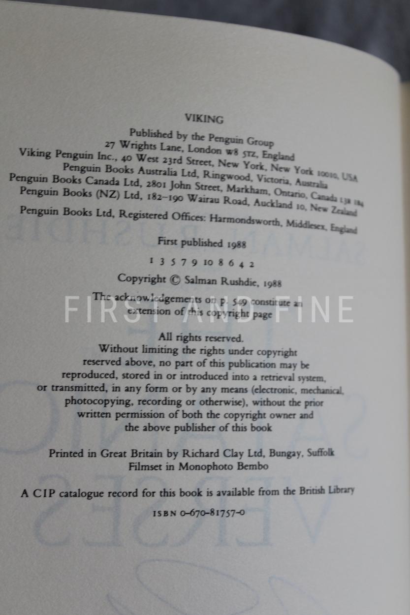 Rushdie, Salman (1988) 'The Satanic Verses', signed first edition - Image 3