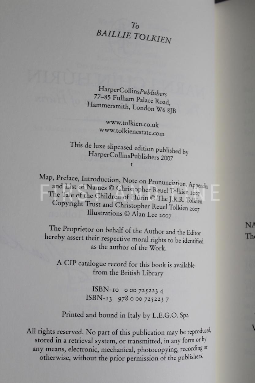 Tolkien, J.R.R. (2007) 'The Children of Hurin', first deluxe edition, signed by Alan Lee - Image 3