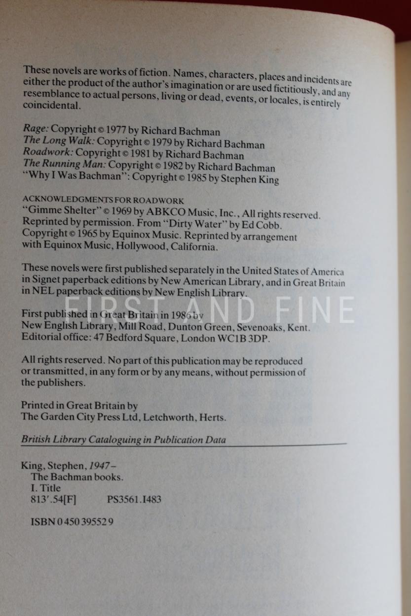 King, Stephen (1986) 'The Bachman Books: Four Novels by Stephen King', UK first edition - Image 2