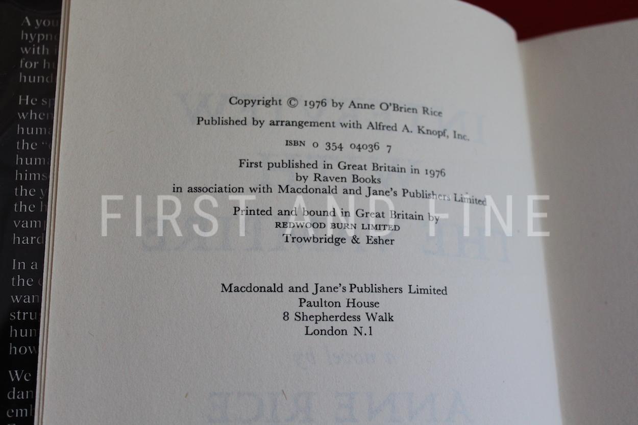 Rice, Anne (1976) 'Interview with the Vampire', signed UK first edition - Image 2