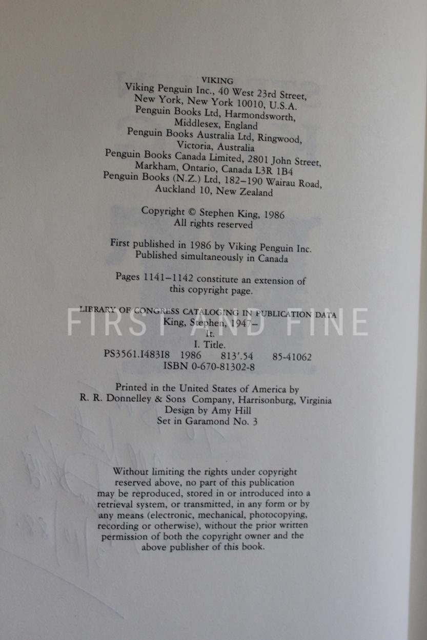 King, Stephen (1986) 'IT', inscribed first edition - Image 3