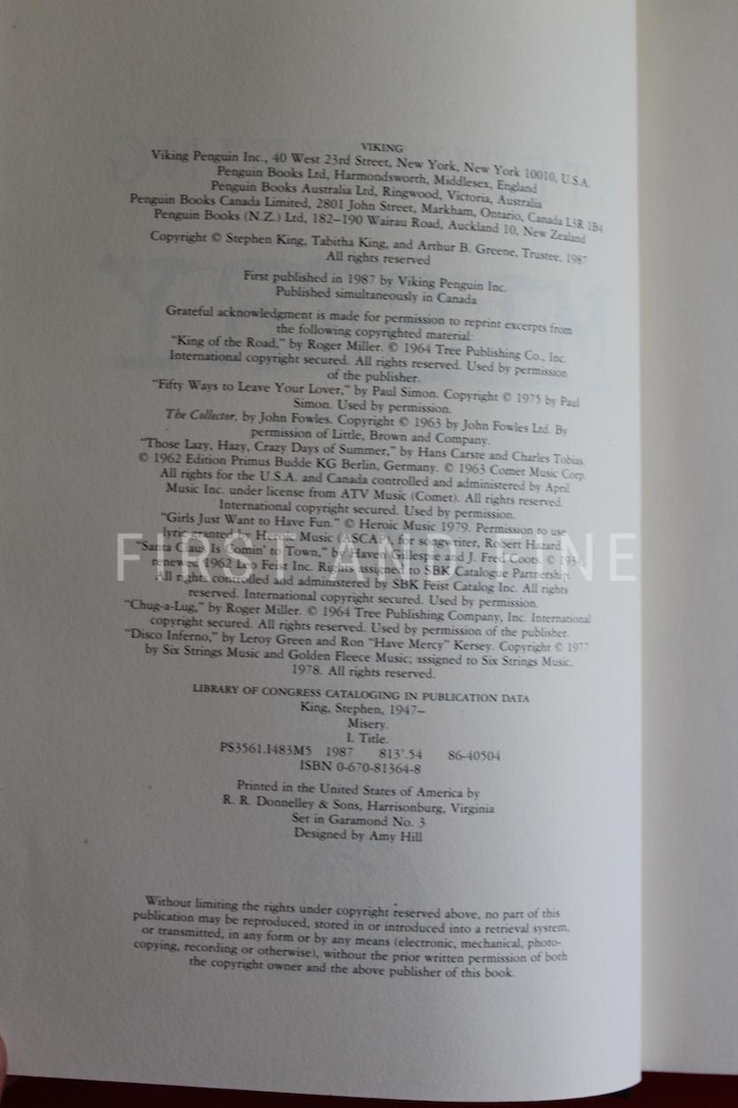 Stephen King (1987) 'Misery', signed first edition - Image 3