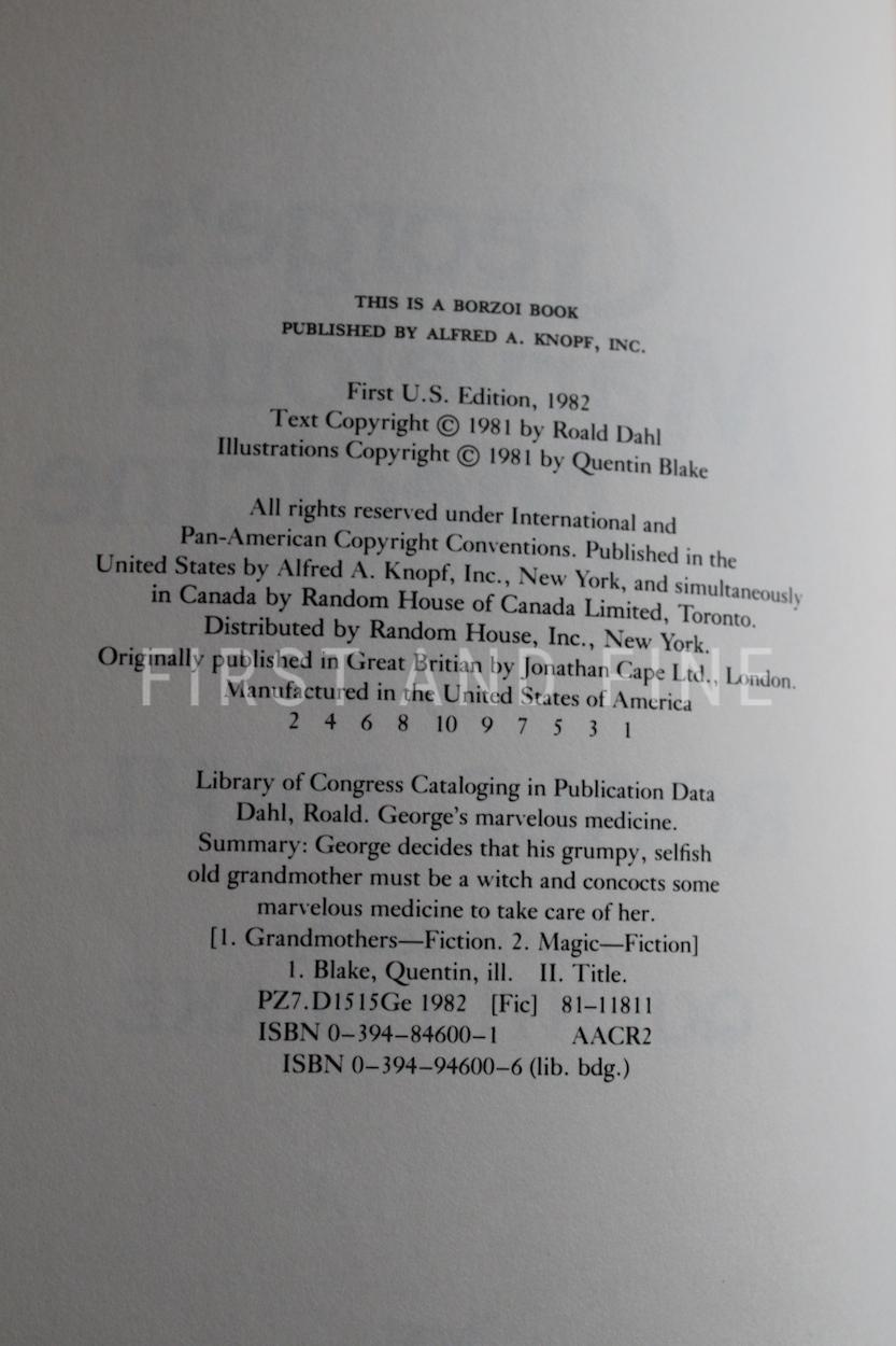 Dahl, Roald (1982) 'George's Marvelous Medicine', signed US first edition - Image 4
