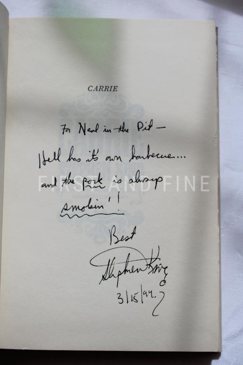 King, Stephen (1974) 'Carrie', beautifully inscribed US first edition in mint condition - Image 2