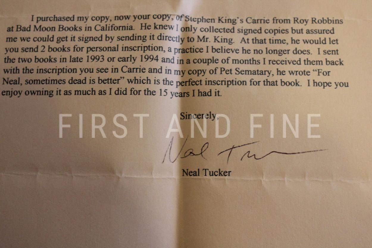 King, Stephen (1974) 'Carrie', beautifully inscribed US first edition in mint condition - Image 15