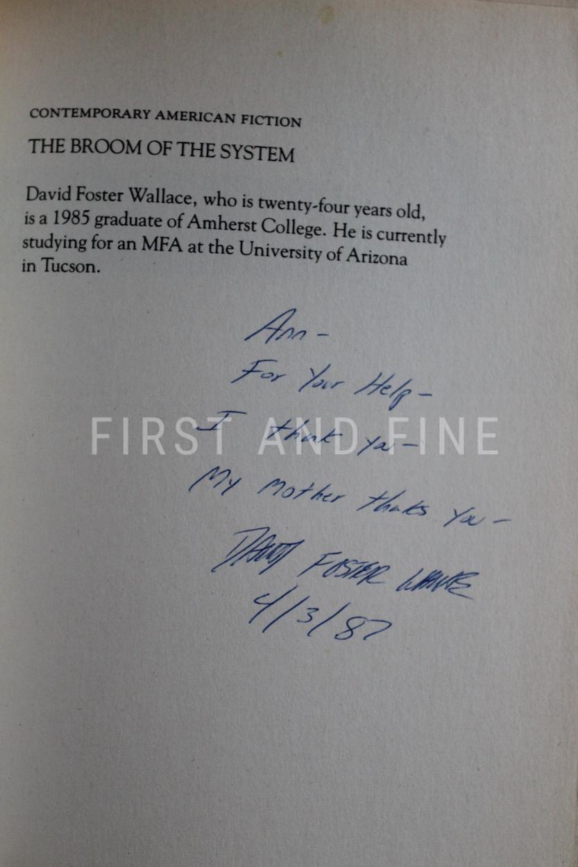 Foster Wallace, David (1987) 'The Broom of the System', signed first edition association copy - Image 2