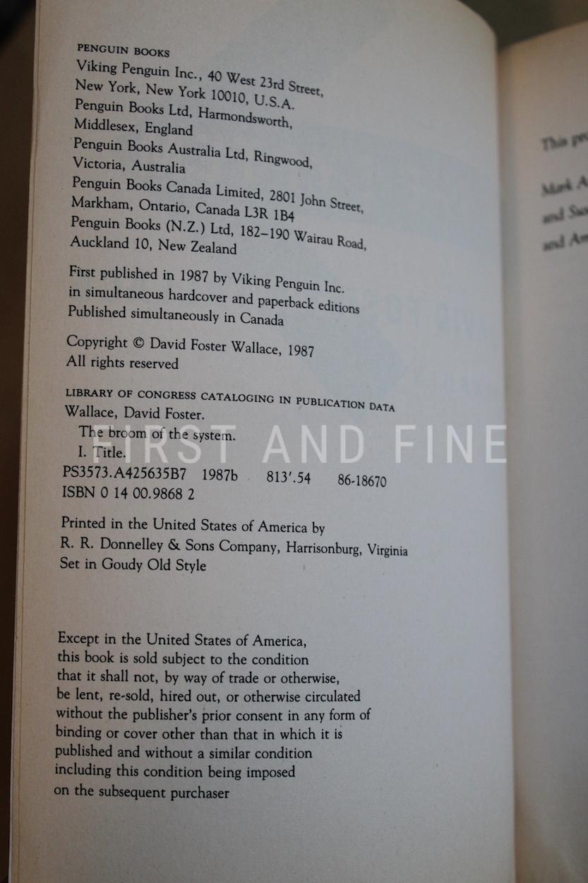 Foster Wallace, David (1987) 'The Broom of the System', signed first edition association copy - Image 3