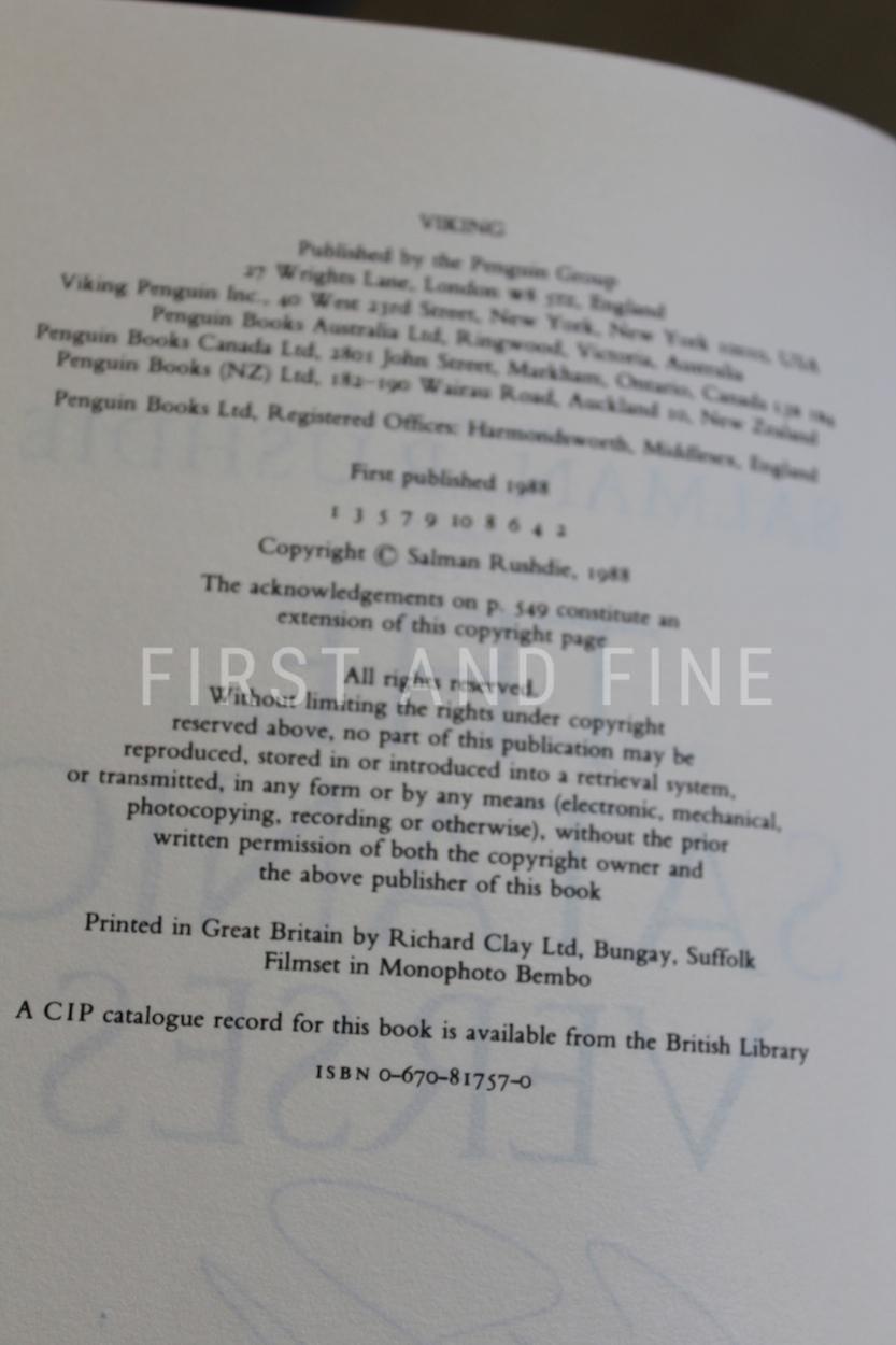 Rushdie, Salman (1988) 'The Satanic Verses', signed and dedicated 'To Humour' UK first edition - Image 3