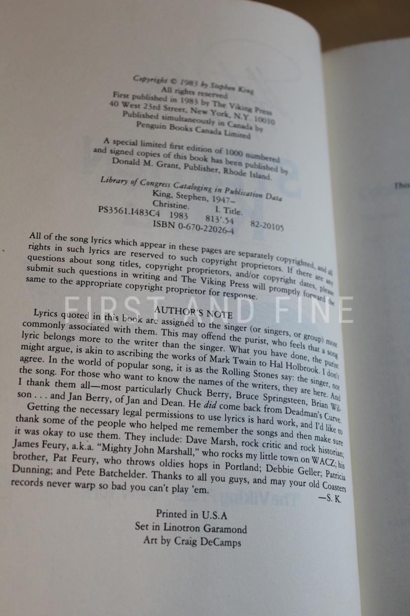 King, Stephen (1983) 'Christine', signed first edition - Image 3