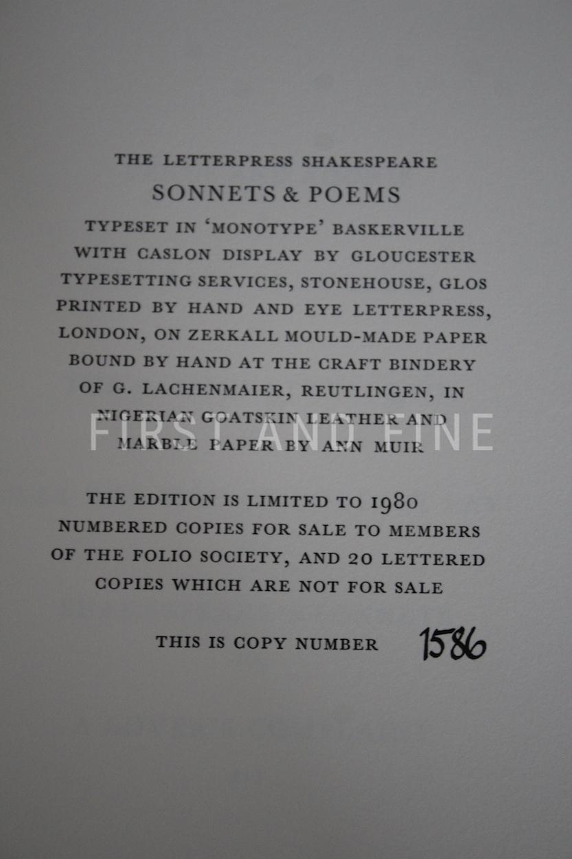 Shakespeare, William (2009) 'Sonnets and Poems', Folio Society letterpress limited edition - Image 2