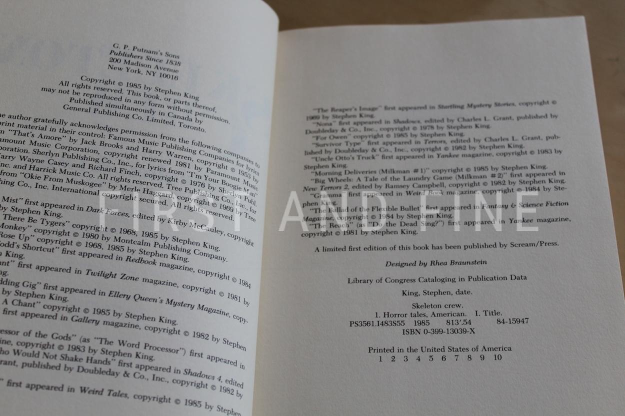 King, Stephen (1985) 'Skeleton Crew', signed first trade edition - Image 3