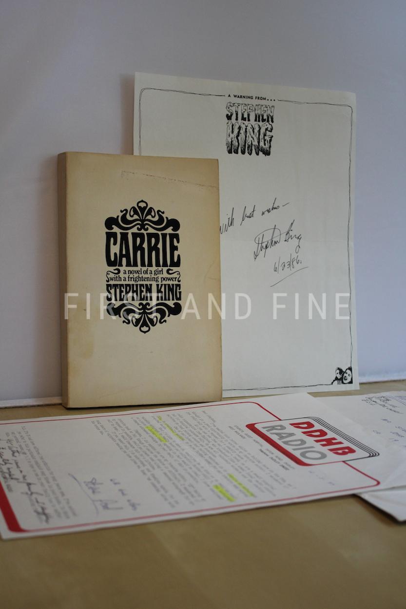 King, Stephen (1974) 'Carrie', US proof copy with signature and letter