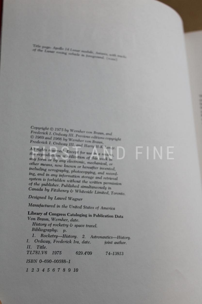 von Braun, Wernher and Ordway III, Frederick Ira (1975) 'History of Rocketry & Space Travel', signed revised edition - Image 3