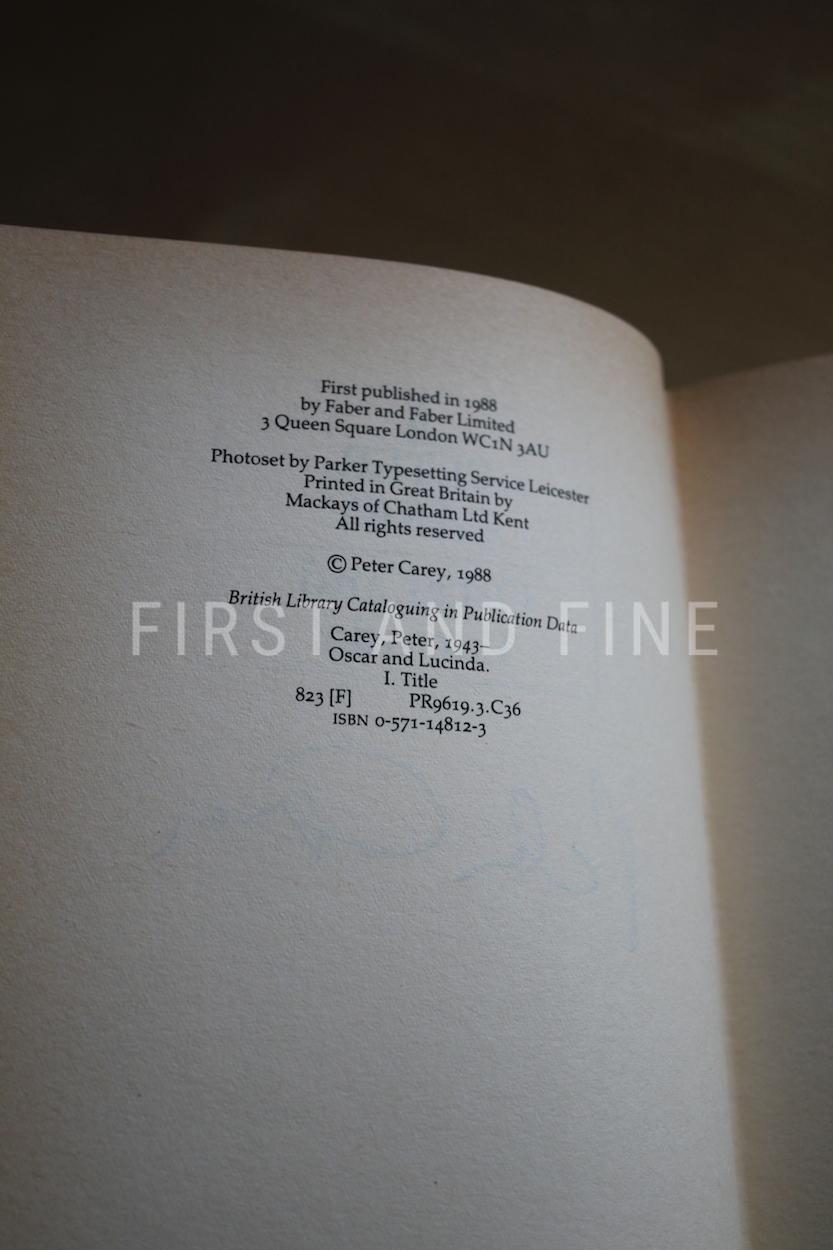 Carey, Peter, (1988) 'Oscar and Lucinda', UK signed first edition - Image 4