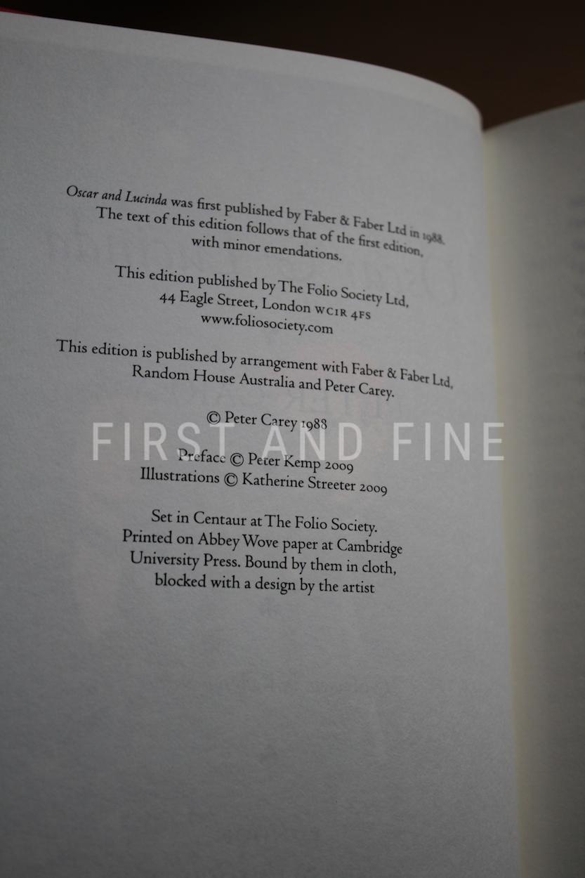 Carey, Peter (2009) 'Oscar and Lucinda', signed Folio Society illustrated edition - Image 4