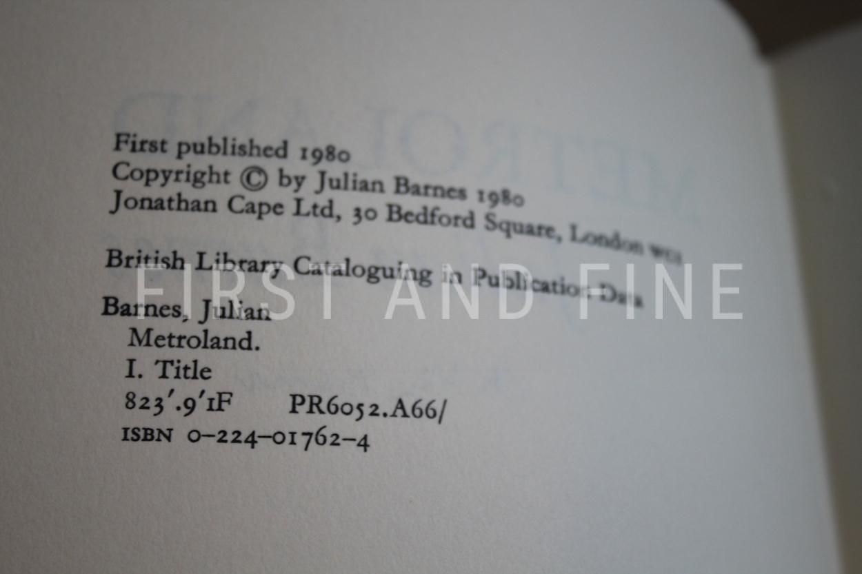 Barnes, Julian (1980) 'Metroland', UK signed first edition - Image 3