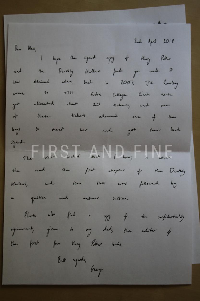 Rowling, J.K. (2007) 'Harry Potter and the Deathly Hallows', UK signed first edition with letters - Image 5