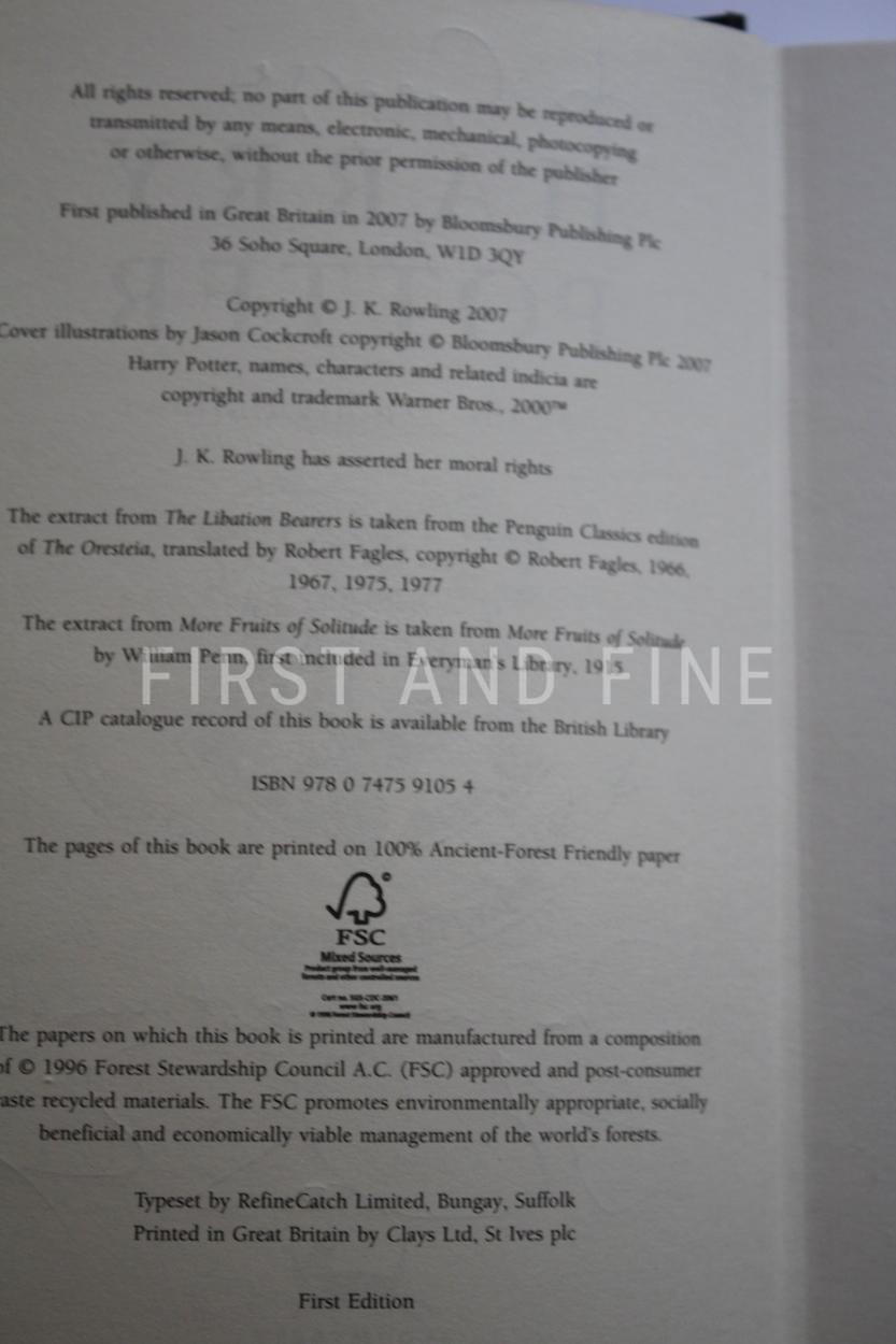 Rowling, J.K. (2007) 'Harry Potter and the Deathly Hallows', UK signed first edition with letters - Image 3