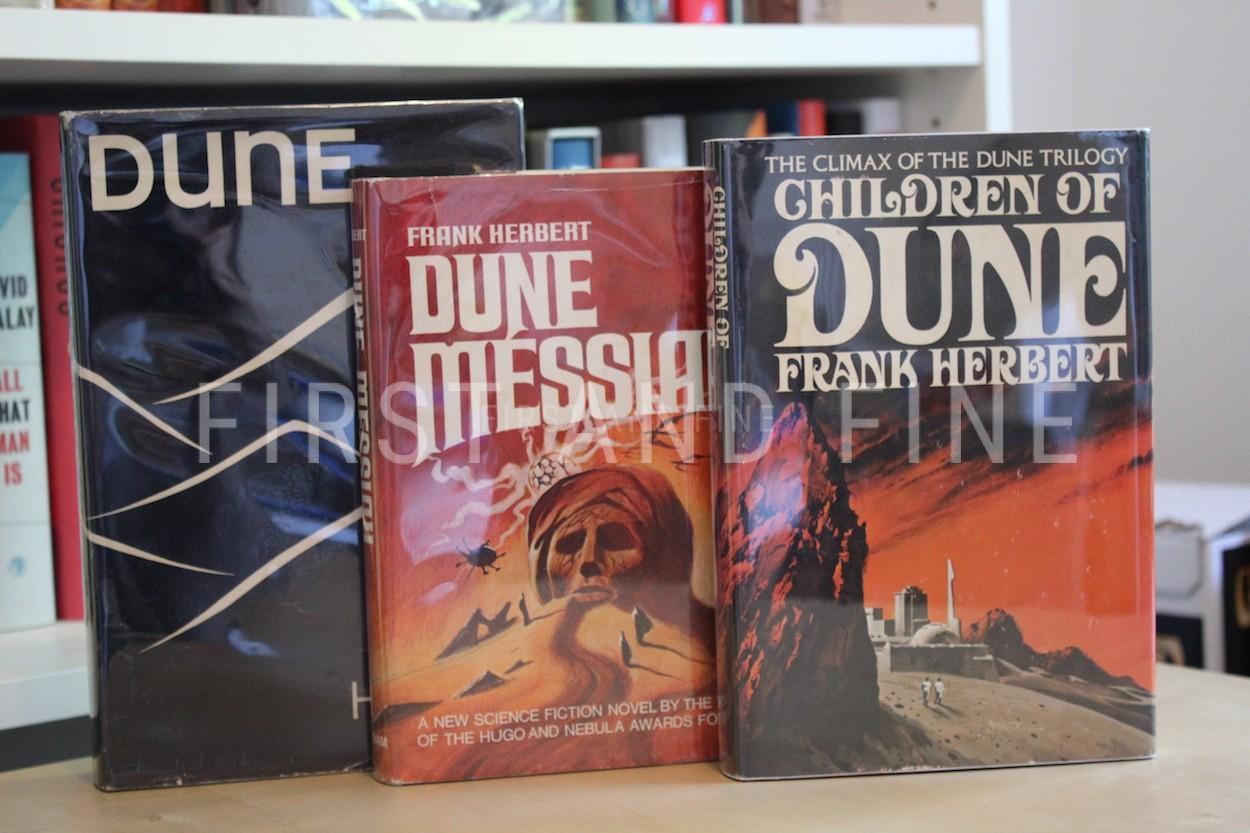 Herbert, Frank (1966-1976) 'Dune'; 'Dune Messiah'; 'Children of Dune', all first editions of the original Dune trilogy