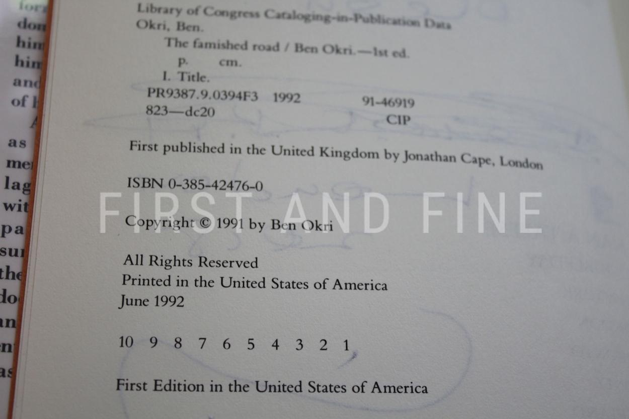 Okri, Ben (1992) 'The Famished Road', signed and lined US first edition - Image 3