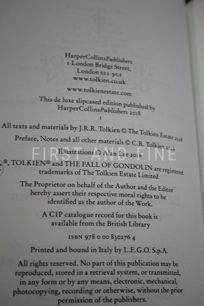 Tolkien, J.R.R.; Tolkien, Christophe (ed); Lee, Alan (illustrator) (2018) 'The Fall of Gondolin', UK signed first deluxe edition - Image 3