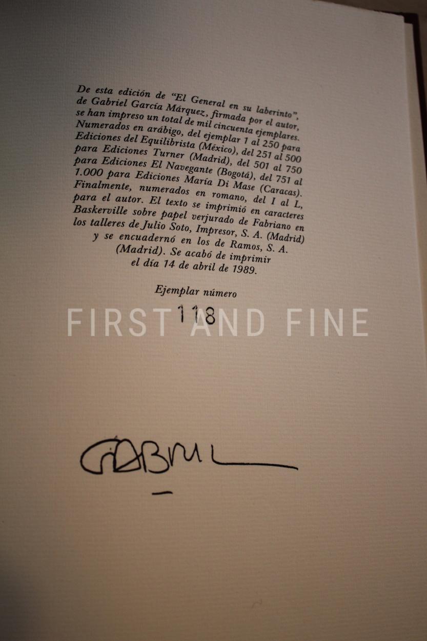 Marquez, Gabriel Garcia (1989) 'El General en su Leberinto'/ 'The General in his Labyrith', Spanish language signed limited edition - Image 3