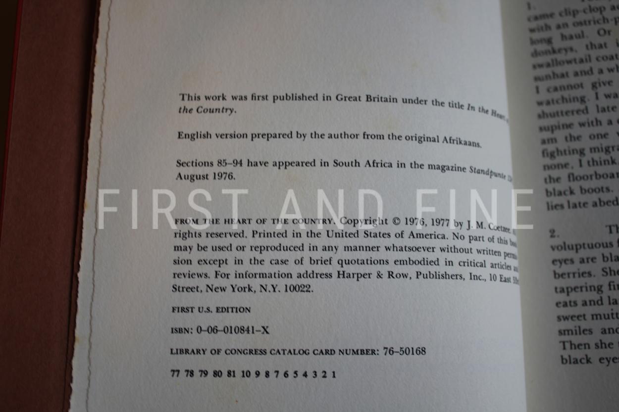 Coetzee, J.M. (1977) 'From the Heart of the Country', US signed first edition - Image 3