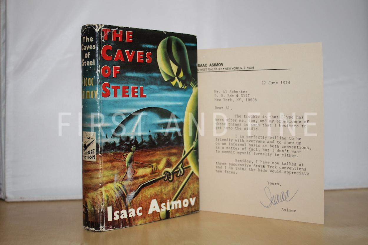 Asimov, Isaac (1954) 'The Caves of Steel', UK first edition with original signed letter