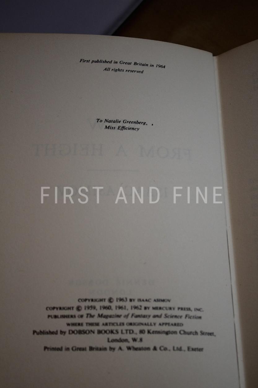 Asimov, Isaac (1964) 'View From a Height', UK signed first edition - Image 3