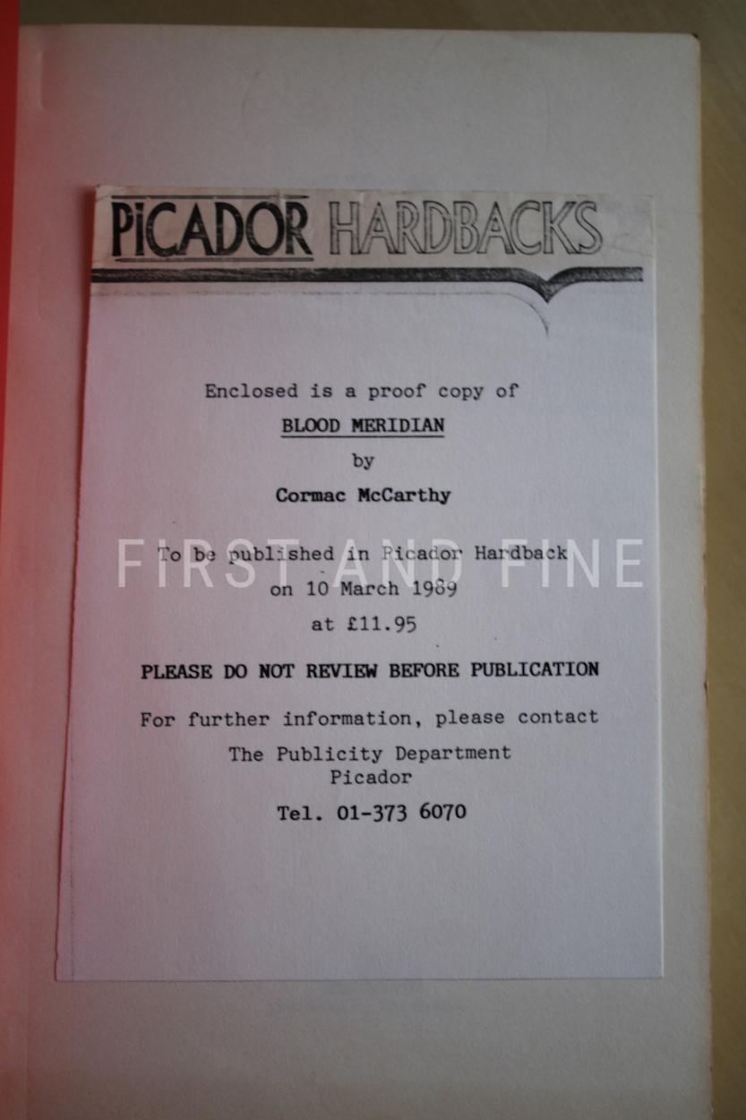 McCarthy, Cormac (1989) 'Blood Meridian', UK uncorrected proof - Image 5