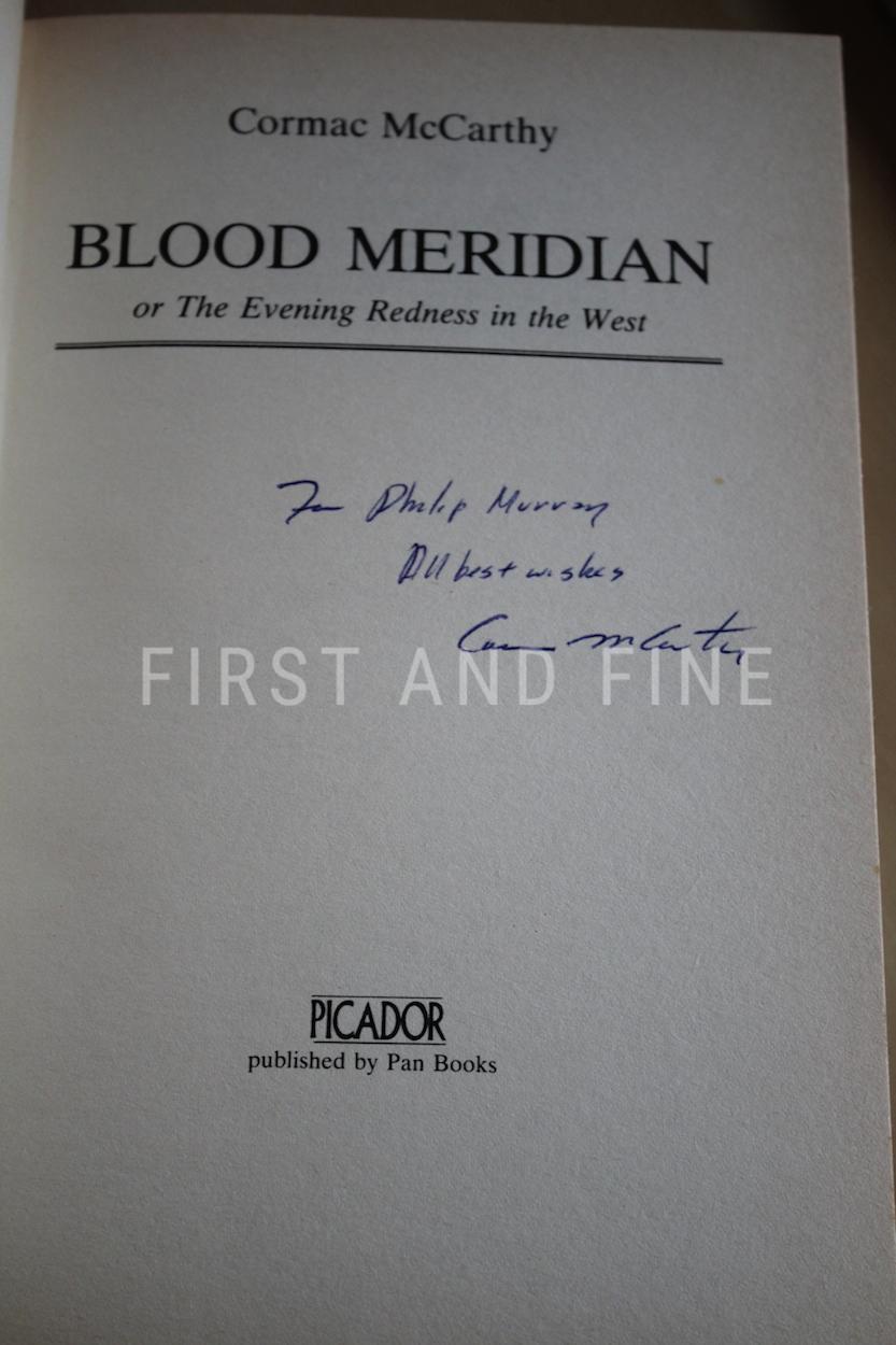 McCarthy, Cormac (1989) 'Blood Meridian', UK signed and inscribed first edition with rock solid provenance - Image 2