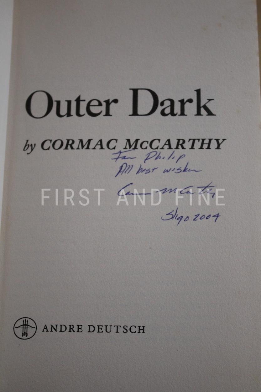 McCarthy, Cormac (1970) 'Outer Dark', UK signed and inscribed first edition with rock solid provenance - Image 2