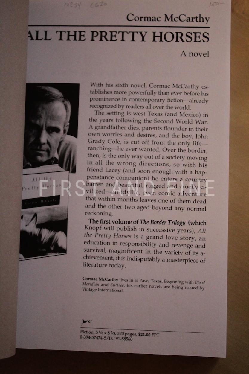 McCarthy, Cormac (1992) 'All the Pretty Horses', US signed and inscribed uncorrected proof with rock solid provenance - Image 4