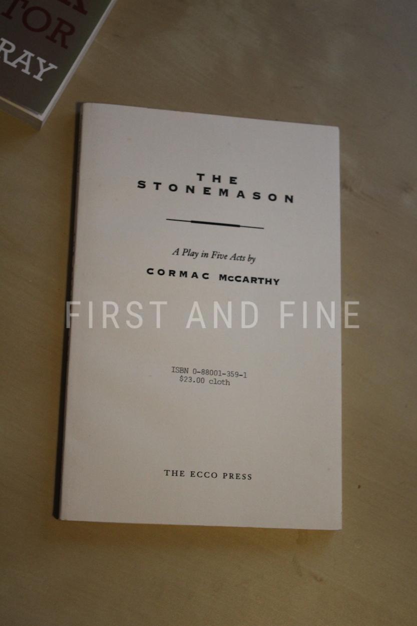 McCarthy, Cormac (1994) 'The Stonemason - A Play in Five Acts', US signed and inscribed proof with rock solid provenance - Image 2
