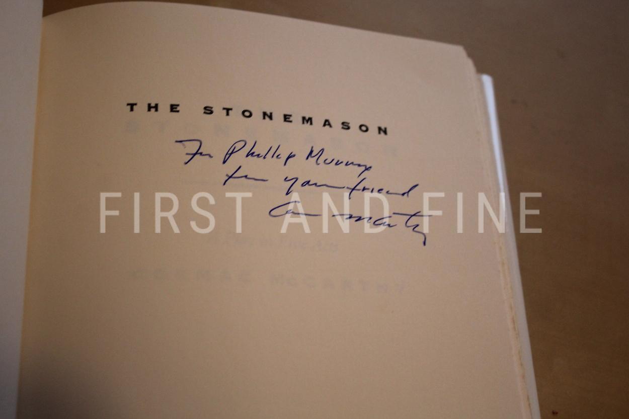 McCarthy, Cormac (1994) 'The Stonemason', US signed and inscribed first edition with rock solid provenance - Image 2