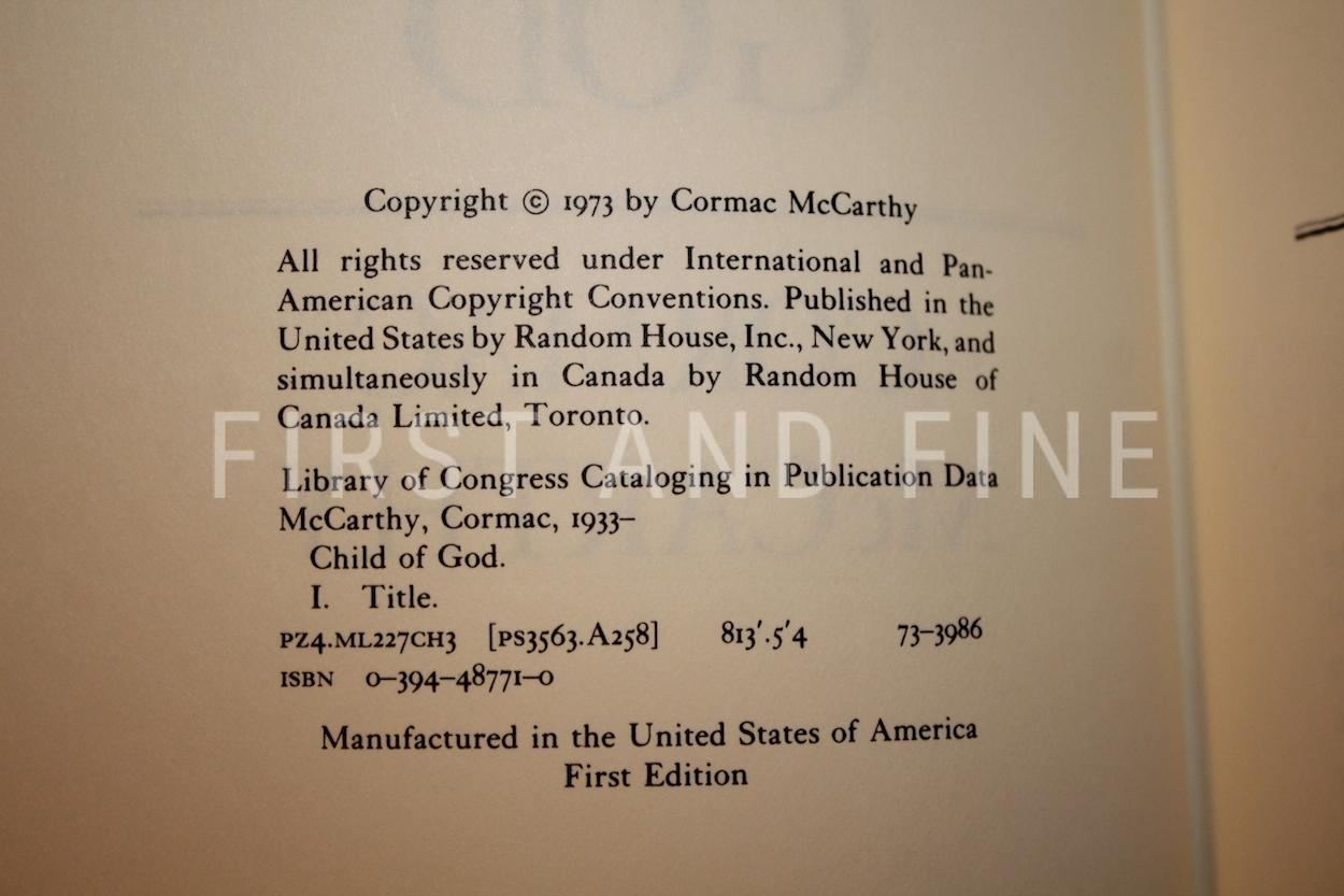 McCarthy, Cormac (1973) 'Child of God', US signed and inscribed first edition with rock solid provenance - Image 3