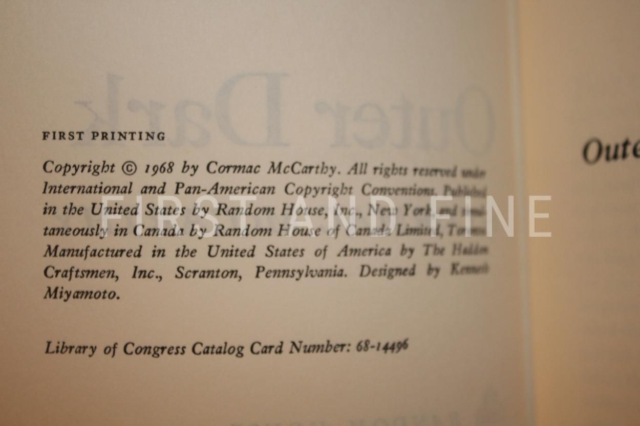 McCarthy, Cormac (1968) 'Outer Dark', US signed and inscribed first edition with rock solid provenance - Image 3