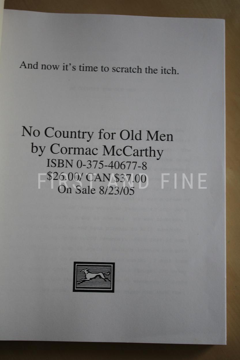McCarthy, Cormac (2004) 'No Country for Old Men', manuscript, typescript, galley proofs - Image 2