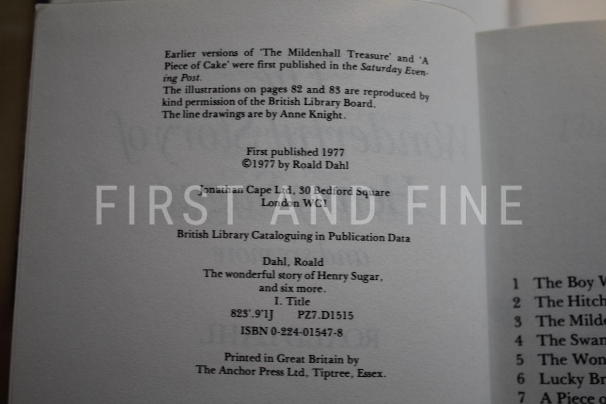 Dahl, Roald (1977) 'The Wonderful Story of Henry Sugar - And Six More', UK signed first edition - Image 3