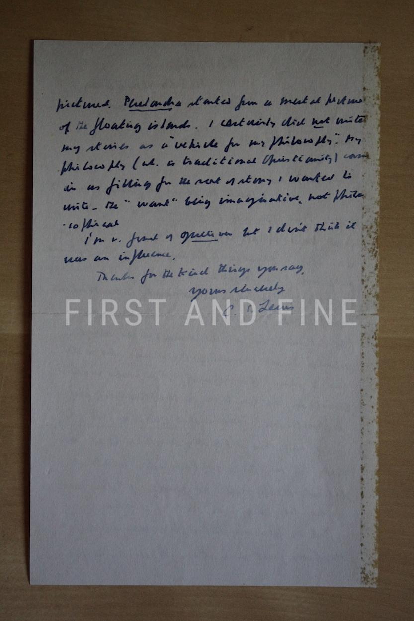 Lewis, C.S. (1950-56) 'The Chronicles of Narnia', UK first edition set with original handwritten and signed letter - Image 6