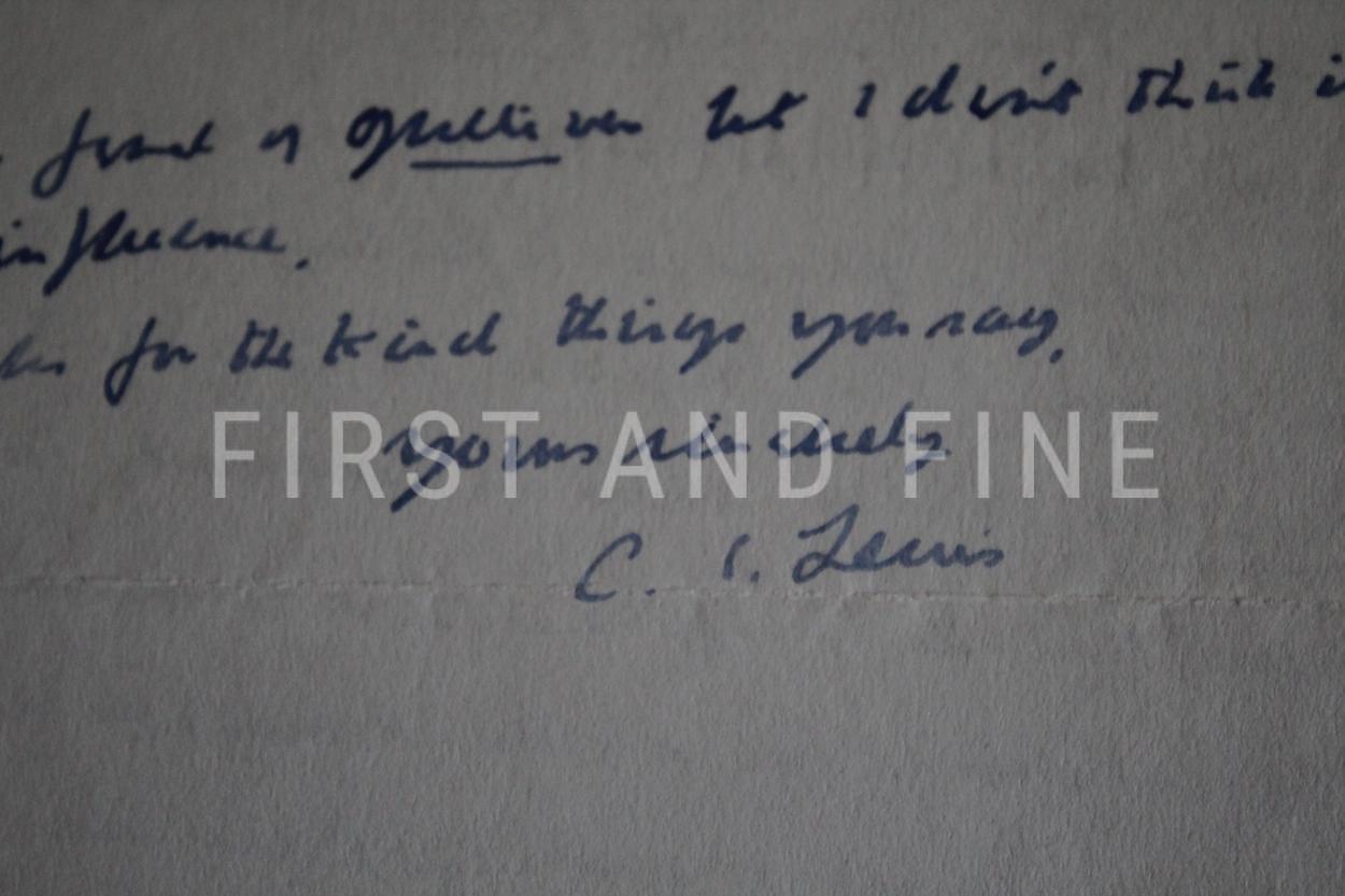 Lewis, C.S. (1950-56) 'The Chronicles of Narnia', UK first edition set with original handwritten and signed letter - Image 7