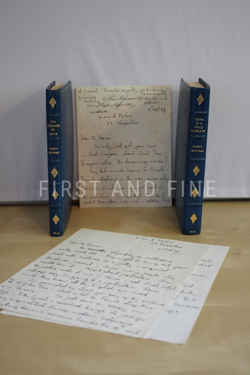 Mitford, Nancy (1945 & 1949) 'The Pursuit of Love' & 'Love in a Cold Climate', first edition set with an original handwritten and signed letter