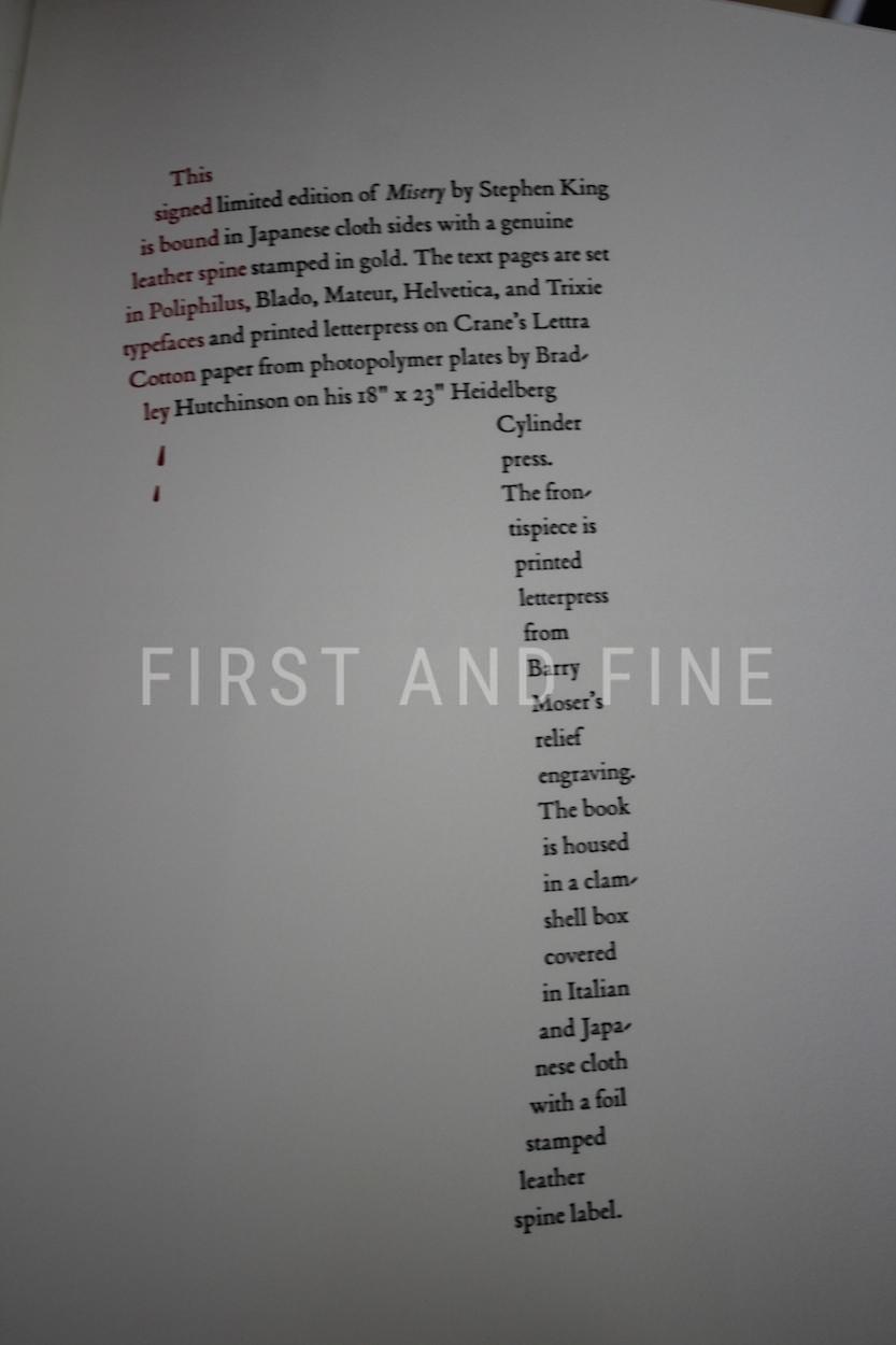 King, Stephen (2018) 'Misery', US signed limited edition, published by Suntup Press - Image 5