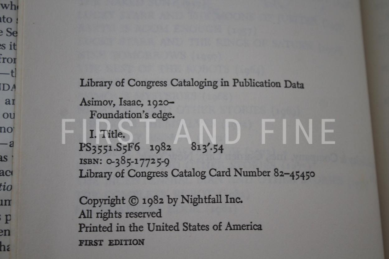 Asimov, Isaac (1982) 'Foundation's Edge', US signed first edition, first state - Image 3